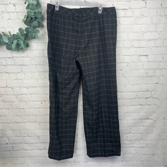 SANDRO Sportswear Black Windowpane Check Wide Leg Cuff Trousers size 12 - Picture 2 of 6